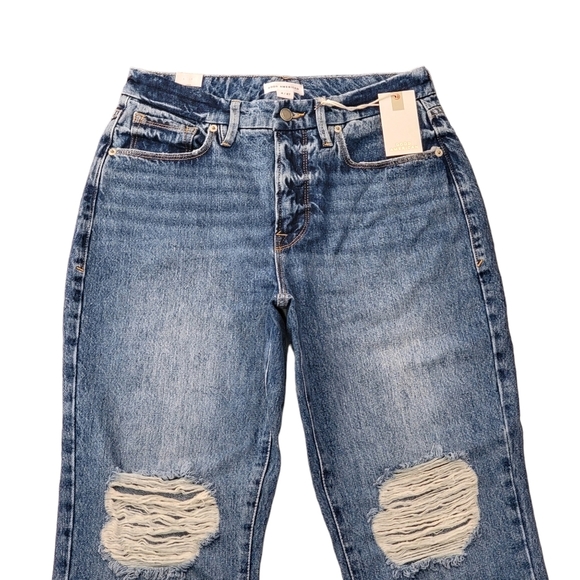 Good American Vintage Straight Leg Distressed Blue Jeans Womens Size 4/27 NWT - Picture 2 of 15